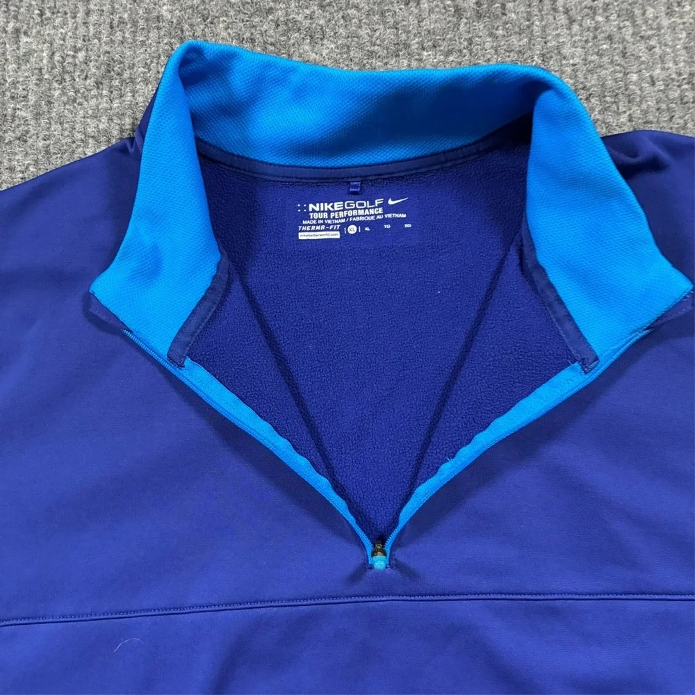 Nike Golf Mens Therma Fit Pullover Jacket XL Blue 1/4 Zip Athletic Performance